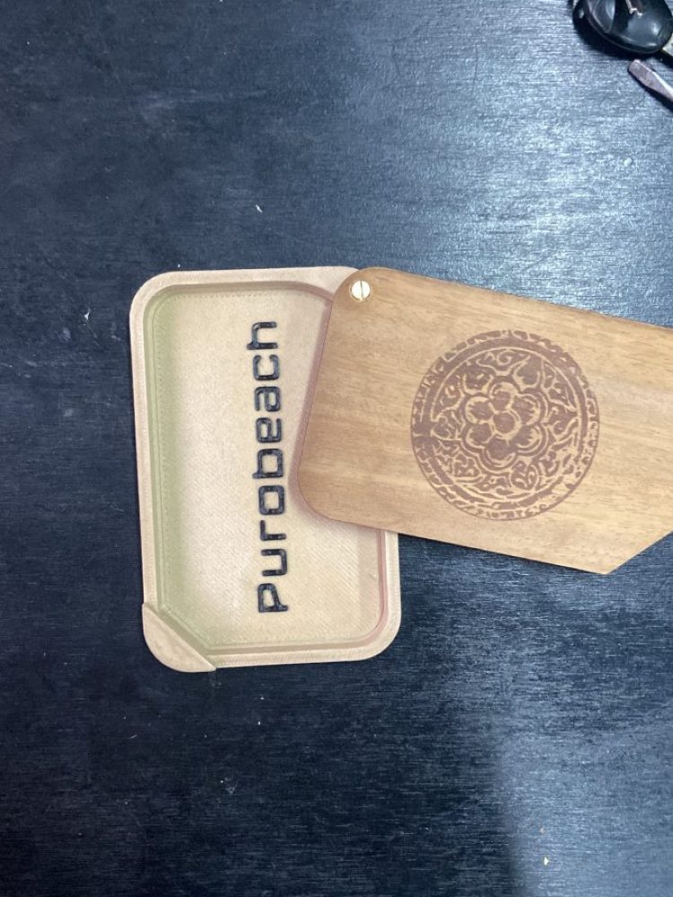 branded wooden bill holder beach club ibiza